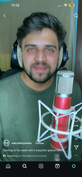 Instagram reel: a singer recording with NaadSadhana