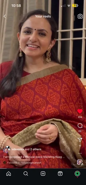 Instagram reel: a singer with NaadSadhana