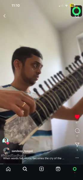 Instagram reel: a sitar player with NaadSadhana