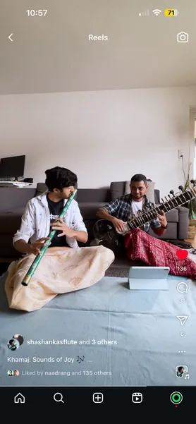 Instagram reel: flute and sitar with NaadSadhana