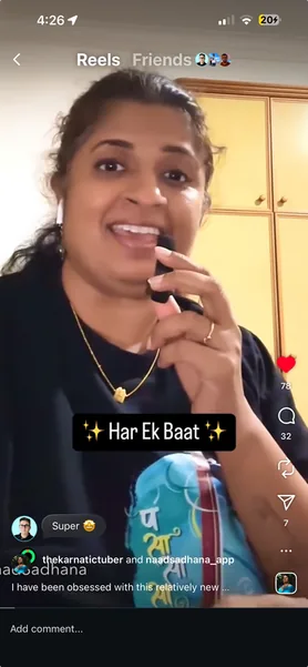 Instagram reel: Har Ek Baat, sung with NaadSadhana